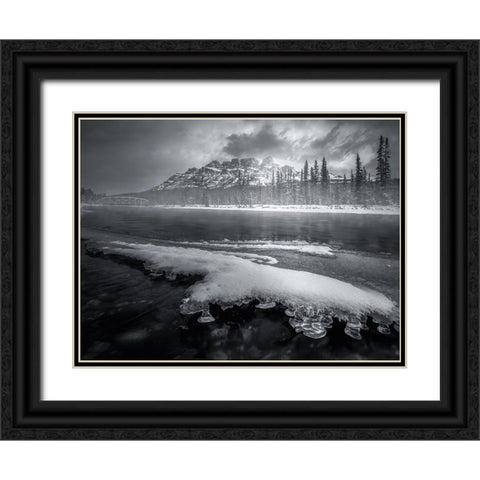 Melting RIVer Flowing By Mountains Black Ornate Wood Framed Art Print with Double Matting by And Hongchao, Gu
