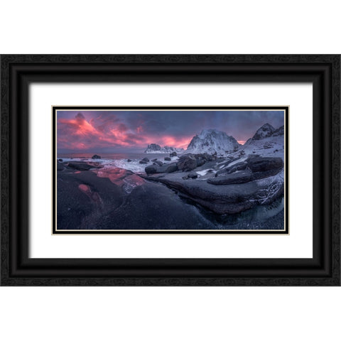 UttakleIV Beach Black Ornate Wood Framed Art Print with Double Matting by Alvarez Osorio, Cesar