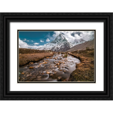 Mt. Shibling Black Ornate Wood Framed Art Print with Double Matting by Patra, Suvankar
