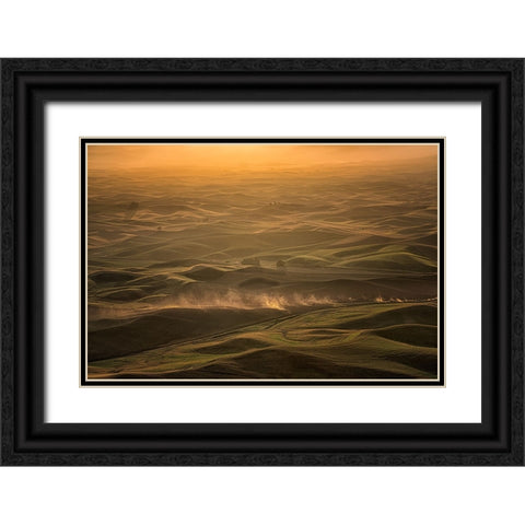 The Palouse In The Morning Black Ornate Wood Framed Art Print with Double Matting by Wang, Ti