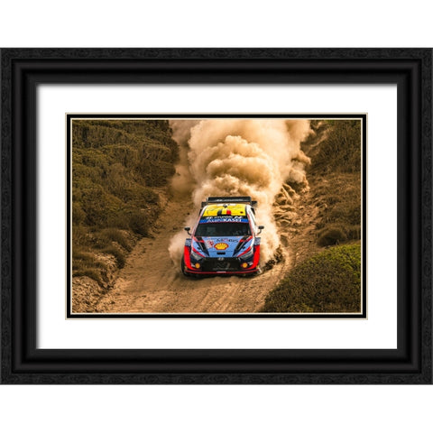 Hyundai Wrc Black Ornate Wood Framed Art Print with Double Matting by Szabo, Attila