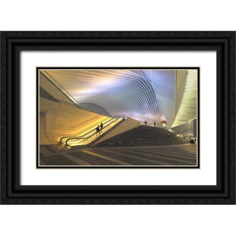 Station Luik ,Werk Van Calatrava Black Ornate Wood Framed Art Print with Double Matting by Agterhof, Piet