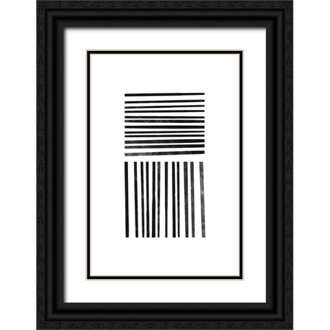 Calming Lines No 1 Black Ornate Wood Framed Art Print with Double Matting by uplusmestudio