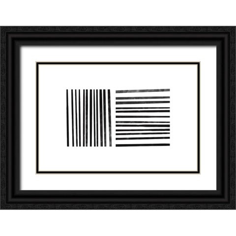 Calming Lines No 1 Black Ornate Wood Framed Art Print with Double Matting by uplusmestudio