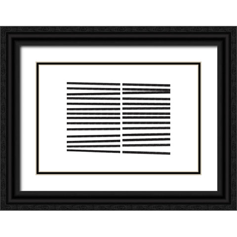 Calming Lines No 2 Black Ornate Wood Framed Art Print with Double Matting by uplusmestudio