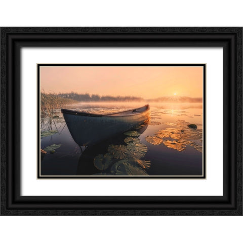 Sunrise in the fog Black Ornate Wood Framed Art Print with Double Matting by Budyta, Dariusz