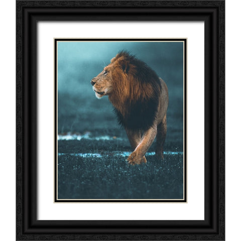 Confident Black Ornate Wood Framed Art Print with Double Matting by Sobhi, Ahmed