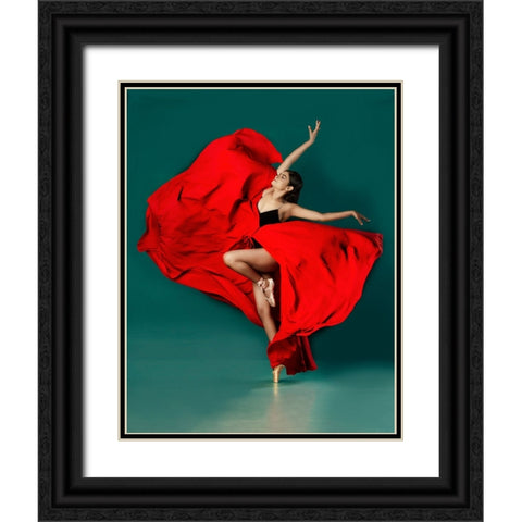 BALLERINA Black Ornate Wood Framed Art Print with Double Matting by Chattopadhyay, Debasish