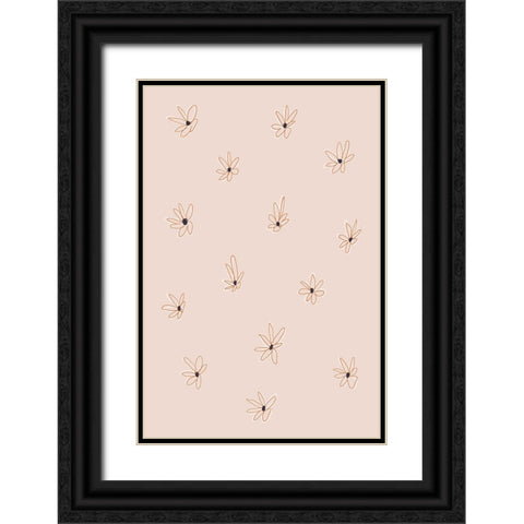 Naive Flowers Black Ornate Wood Framed Art Print with Double Matting by uplusmestudio