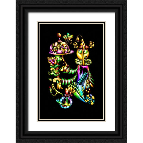 Dish of the day - crazy waiter Black Ornate Wood Framed Art Print with Double Matting by Kulik, Rafal