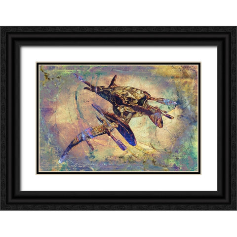 Space ship art Black Ornate Wood Framed Art Print with Double Matting by Kulik, Rafal