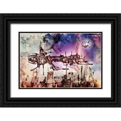 Tropolis city Black Ornate Wood Framed Art Print with Double Matting by Kulik, Rafal