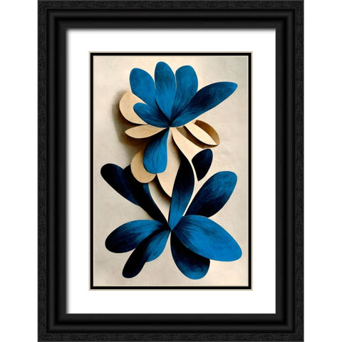 Blue Nymphaea Black Ornate Wood Framed Art Print with Double Matting by Treechild