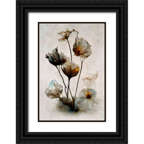 Crystal Flowers Black Ornate Wood Framed Art Print with Double Matting by Treechild