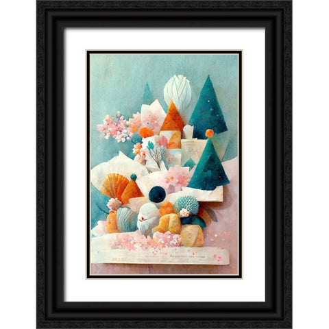 A Tiny Village Black Ornate Wood Framed Art Print with Double Matting by Treechild