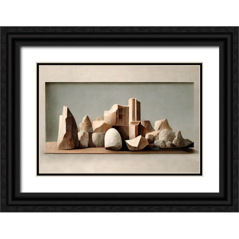Carved Rocks Black Ornate Wood Framed Art Print with Double Matting by Treechild