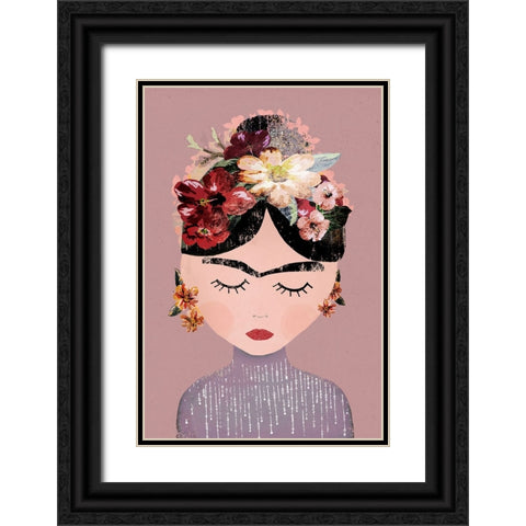 Frida (Pastel Version) Black Ornate Wood Framed Art Print with Double Matting by Treechild