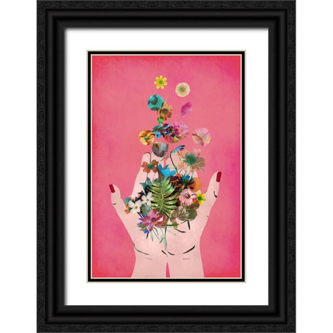Fridas Hands (Pink Version) Black Ornate Wood Framed Art Print with Double Matting by Treechild