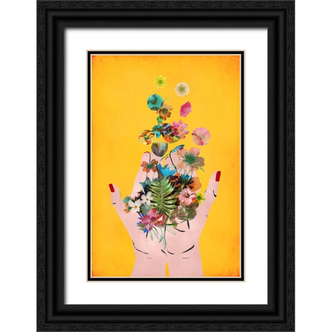 Fridas Hands (Yellow Version) Black Ornate Wood Framed Art Print with Double Matting by Treechild
