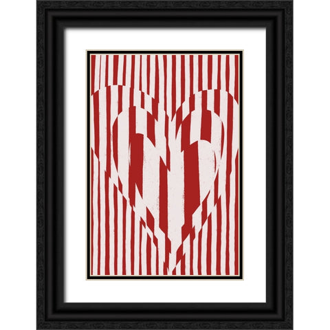 Hearts (Red Version) Black Ornate Wood Framed Art Print with Double Matting by Treechild