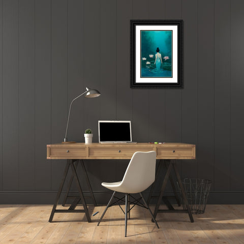 In The Pond Black Ornate Wood Framed Art Print with Double Matting by Treechild