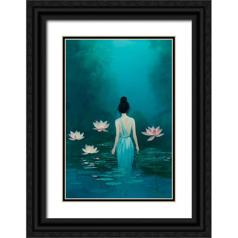 In The Pond Black Ornate Wood Framed Art Print with Double Matting by Treechild