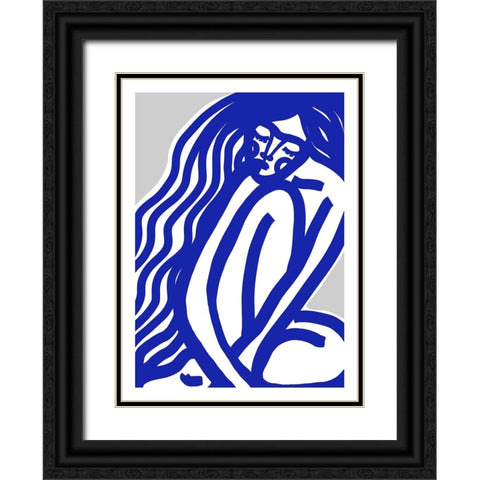 The Silence (Blue) Black Ornate Wood Framed Art Print with Double Matting by Treechild