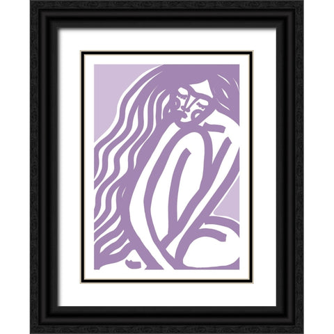 The Silence (Purple) Black Ornate Wood Framed Art Print with Double Matting by Treechild