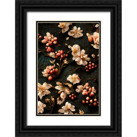 Trail Roses Black Ornate Wood Framed Art Print with Double Matting by Treechild