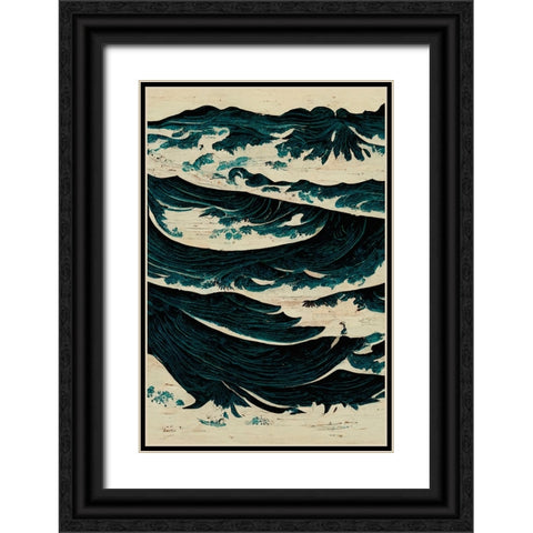 Wild Sea Black Ornate Wood Framed Art Print with Double Matting by Treechild