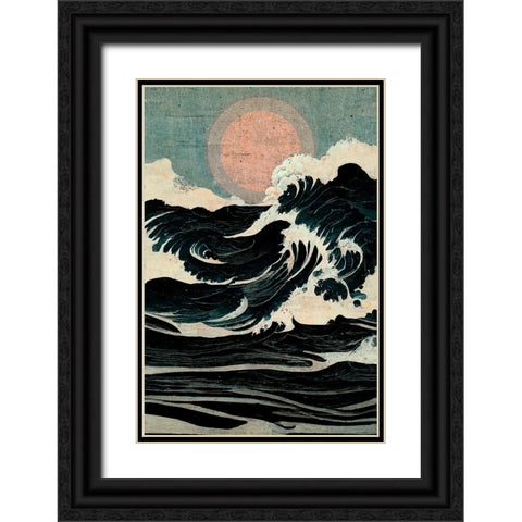 Wild Waves Black Ornate Wood Framed Art Print with Double Matting by Treechild