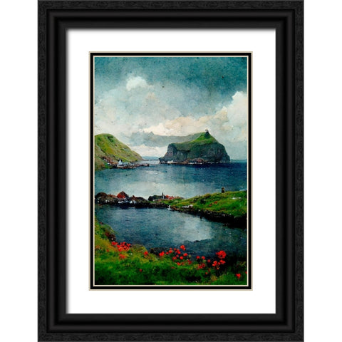 Beautiful Islands No 1 Black Ornate Wood Framed Art Print with Double Matting by Treechild