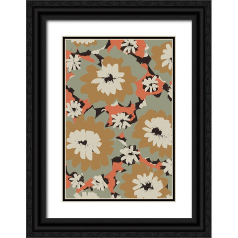 Big Pastel Flowers Black Ornate Wood Framed Art Print with Double Matting by Treechild