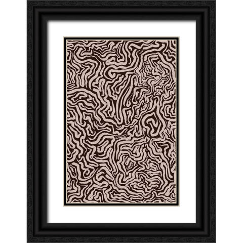 Twisted Beige Strokes Black Ornate Wood Framed Art Print with Double Matting by Treechild