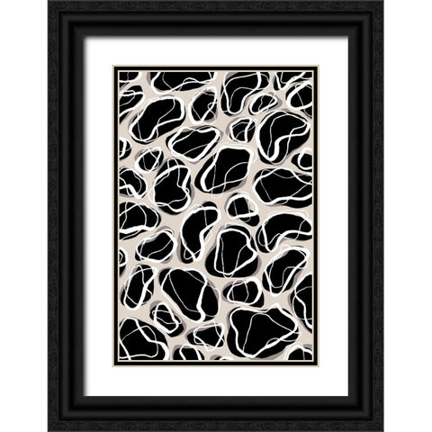 Back Stones Pattern Black Ornate Wood Framed Art Print with Double Matting by Treechild