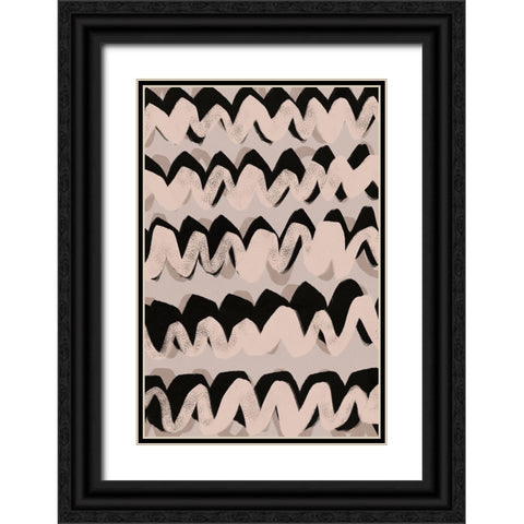 Sprayed Beige Waves Pattern Black Ornate Wood Framed Art Print with Double Matting by Treechild
