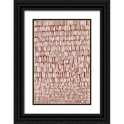 Short Beige Strokes Pattern Black Ornate Wood Framed Art Print with Double Matting by Treechild