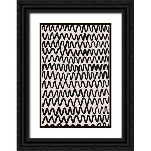 Marker Wavey Pattern Black Ornate Wood Framed Art Print with Double Matting by Treechild