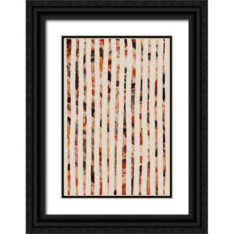 Beige Stripes Pattern Black Ornate Wood Framed Art Print with Double Matting by Treechild