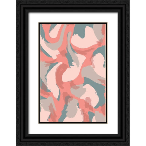 Pastel Strokes Pattern Black Ornate Wood Framed Art Print with Double Matting by Treechild