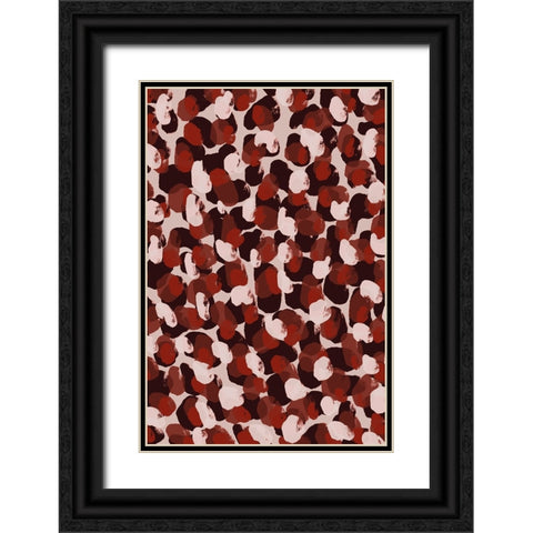 Red Beige Brown Dots Pattern Black Ornate Wood Framed Art Print with Double Matting by Treechild