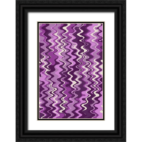 Purple Wavey Pattern Black Ornate Wood Framed Art Print with Double Matting by Treechild