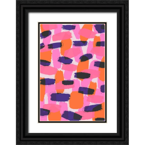 Pink And Purple Strokes Black Ornate Wood Framed Art Print with Double Matting by Treechild