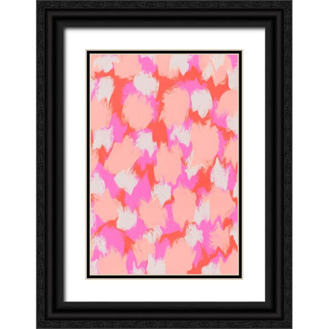 Pastel Pink And Orange Strokes Black Ornate Wood Framed Art Print with Double Matting by Treechild