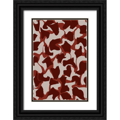 Liquid Beige Brown Strokes Black Ornate Wood Framed Art Print with Double Matting by Treechild