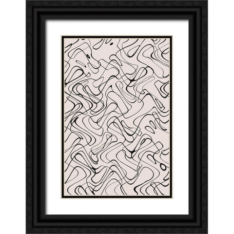 Thin Wild Line Pattern Black Ornate Wood Framed Art Print with Double Matting by Treechild