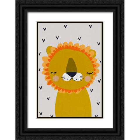 Little Lion Black Ornate Wood Framed Art Print with Double Matting by Treechild