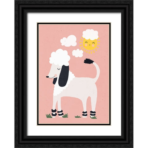 Happy Poodle Black Ornate Wood Framed Art Print with Double Matting by Treechild