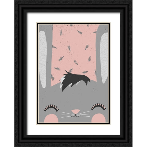 Little Bunny (pink) Black Ornate Wood Framed Art Print with Double Matting by Treechild