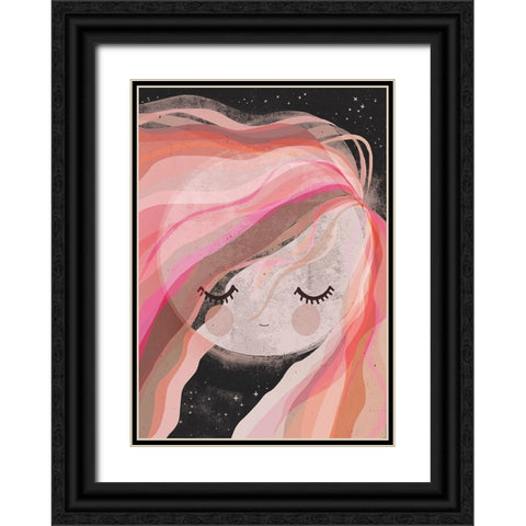 Moon Girl Black Ornate Wood Framed Art Print with Double Matting by Treechild